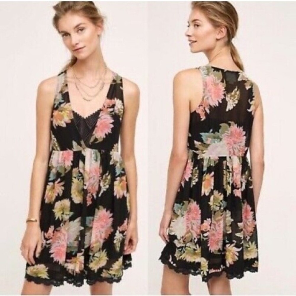 Anthro‎ Maeve Floral Violetta Babydoll Dress XS